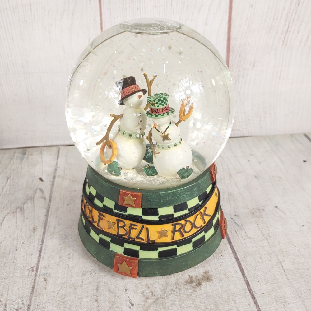 Vintage Department 56 Jingle Bell Rock Globe Snowmen Musical Water Globe USED